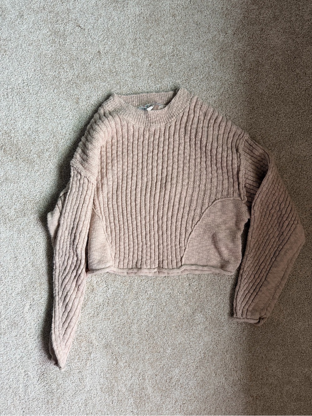 Pink Republic Ribbed Cropped Sweater in cream